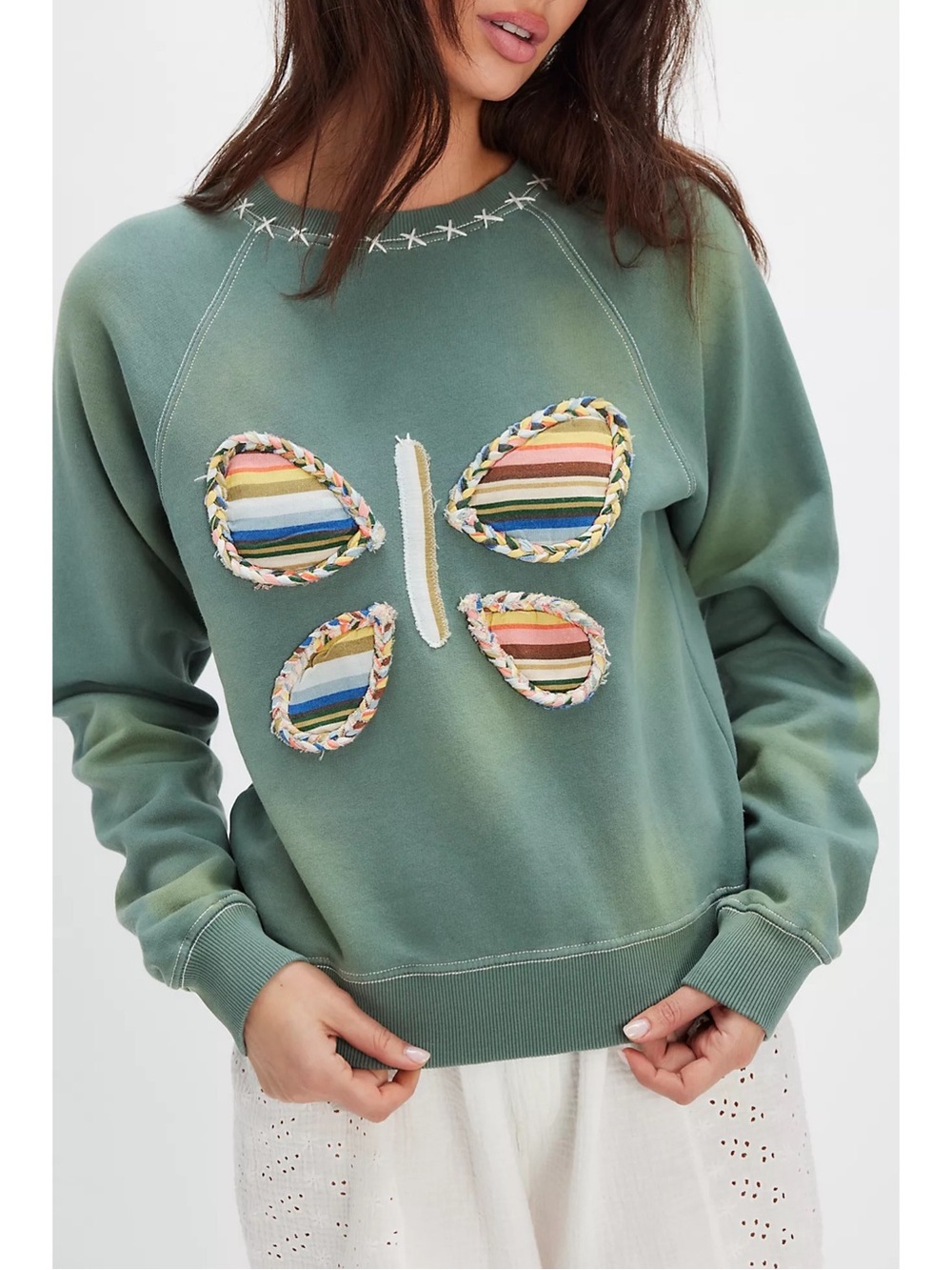 Free People Patchwork Butterfly Sweatshirt